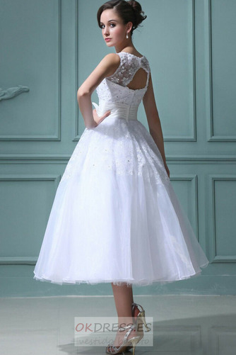 Vestido de novia Fuera de casa Arco Acentuado Organza Corto Blanco Verano 4