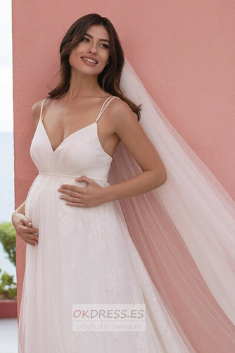 Vestido de novia Fuera de casa Baja escote en V Embarazadas Espalda Descubierta 3