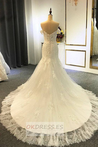 Vestido de novia Fuera de casa Formal Encaje Escote con Hombros caídos 2