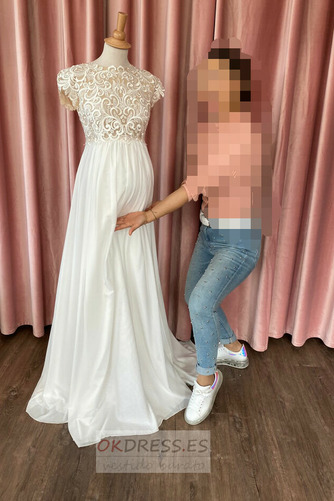 Vestido de novia Fuera de casa Otoño Apliques Transparente Imperio Embarazadas 1