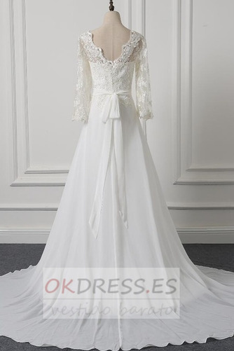 Vestido de novia Gasa Arco Acentuado Elegante Triángulo Invertido Escote en V 2