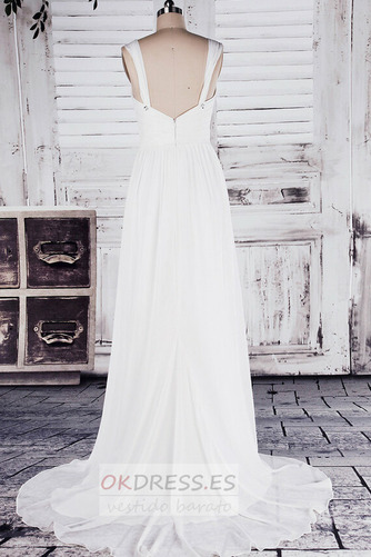 Vestido de novia Gasa Blanco Drapeado Imperio Cintura Imperio Elegante 3