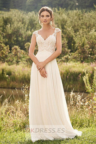 Vestido de novia Gasa Elegante Fuera de casa Hasta el suelo primavera 1