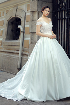 Vestido de novia Iglesia Falta Cordón Encaje Cola Catedral Escote en V