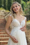 Vestido de novia Imperio Embarazadas Apliques Elegante Baja escote en V - Página 3