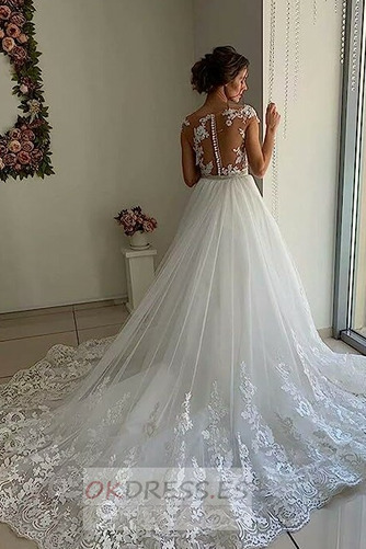 Vestido de novia largo Elegante Sin mangas Pura espalda Sala Corte Sirena 2