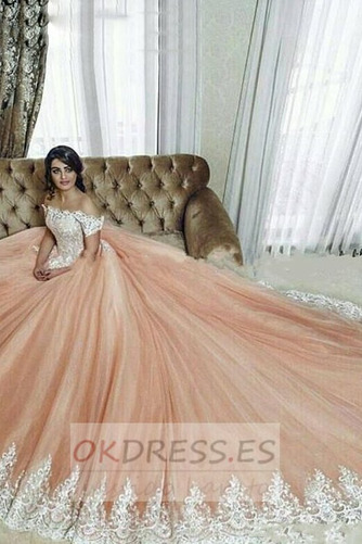 Vestido de novia Natural largo Elegante Invierno 2019 Manga corta 2