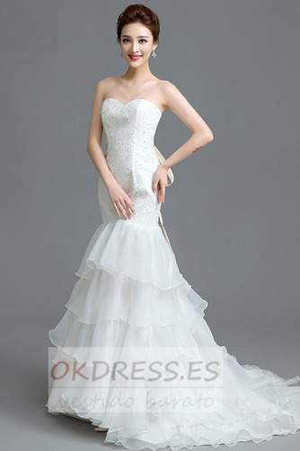 Vestido de novia Organza Pera Capa Multi Corte Sirena Natural Elegante 1