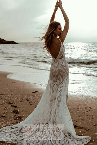 Vestido de novia Otoño Playa Corte Sirena Elegante Encaje Encaje 2