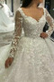 Vestido de novia Otoño Rosetón Acentuado Corte-A Escote en V largo Apliques - Página 2