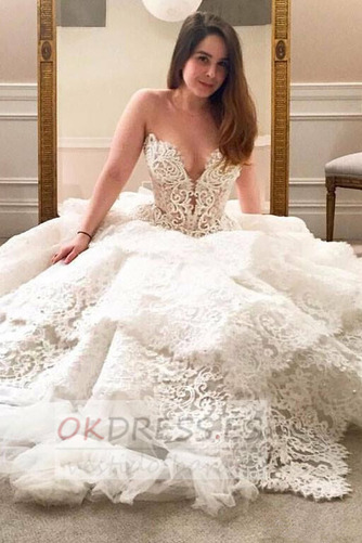 Vestido de novia Otoño Capa Multi 2019 Encaje Cordón Sin mangas 3