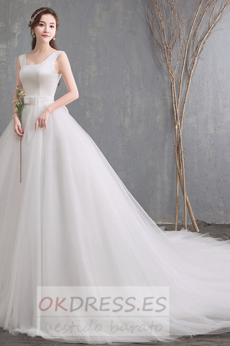 Vestido de novia Otoño Corte-A Cordón Natural Lazos Sencillo 1