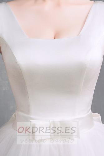 Vestido de novia Otoño Corte-A Cordón Natural Lazos Sencillo 4