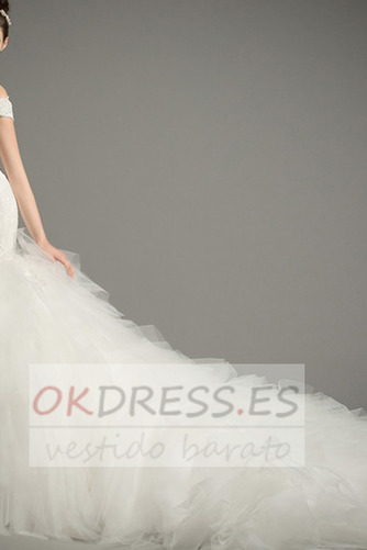 Vestido de novia Playa Capa de encaje Corte Sirena Abalorio Elegante 4