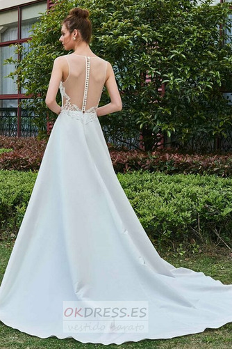 Vestido de novia Playa Cola Capilla Corte-A Pura espalda Encaje Escote en V 2