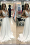 Vestido de novia Playa Corpiño Acentuado con Perla Cremallera Baja escote en V - Página 1