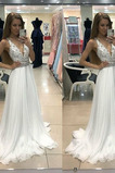 Vestido de novia Playa Corpiño Acentuado con Perla Cremallera Baja escote en V