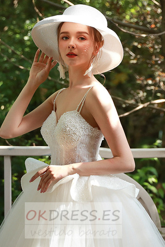 Vestido de novia Playa Corte-A Elegante Cordón Natural Sin mangas 4
