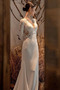 Vestido de novia Playa Corte Sirena Falta Manga larga Romántico Camiseta - Página 4