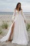 Vestido de novia Playa Falta Frontal Dividida Elegante Baja escote en V - Página 1
