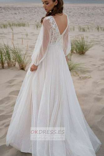 Vestido de novia Playa Falta Frontal Dividida Elegante Baja escote en V 2