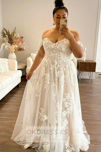 Vestido de novia Playa Natural Cremallera Corte-A Elegante largo 1