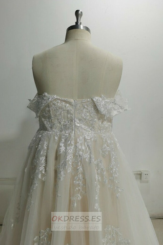 Vestido de novia Playa Natural Cremallera Corte-A Elegante largo 2