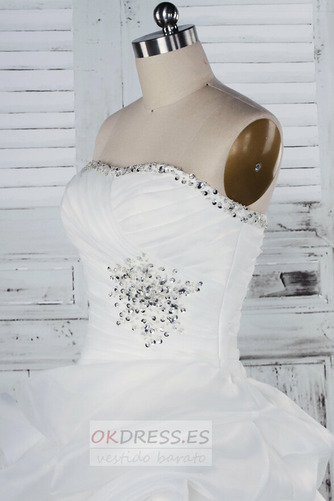 Vestido de novia Playa Natural Organza Sin tirantes Blanco primavera 4