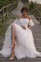 Vestido de novia Playa Natural Verano tul Capa Multi Asimétrico Dobladillo - Página 5