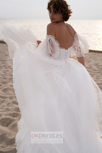 Vestido de novia Playa Natural Verano tul Capa Multi Asimétrico Dobladillo 2