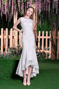 Vestido de novia Playa Sin mangas Natural Capa de encaje Encaje primavera