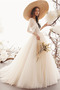 Vestido de novia Playa tul Abalorio Escote con Hombros caídos Capa Multi - Página 2