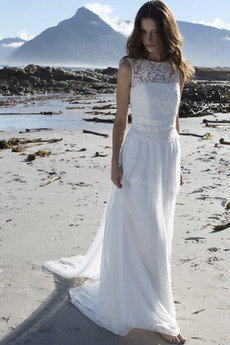 Vestido de novia Playa Verano Encaje Corte-A Natural largo