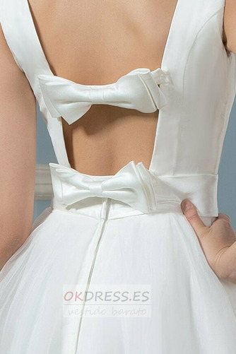 Vestido de novia Playa Volantes Adorno Corte-A Triángulo Invertido Hasta la Rodilla 3