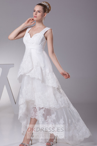 Vestido de novia primavera Alto Bajo Asimétrico Dobladillo Imperio Cintura 4