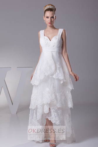 Vestido de novia primavera Alto Bajo Asimétrico Dobladillo Imperio Cintura 1