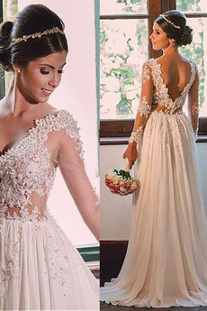 Vestido de novia primavera Cola Barriba Natural Corte-A 2019 Espalda Descubierta