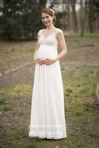 Vestido de novia primavera Imperio Embarazadas Sin mangas Imperio Cintura 1
