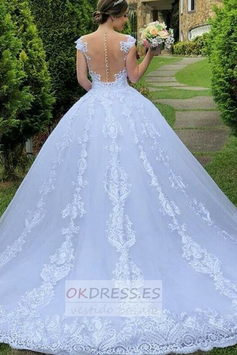 Vestido de novia primavera Joya Sin mangas Iglesia Pura espalda Pera 2