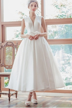 Vestido de novia primavera Lazos Cola Barriba Pera Espalda con ojo de cerradura