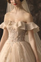 Vestido de novia primavera Reloj de Arena Abalorio Sin mangas Escote con Hombros caídos - Página 4