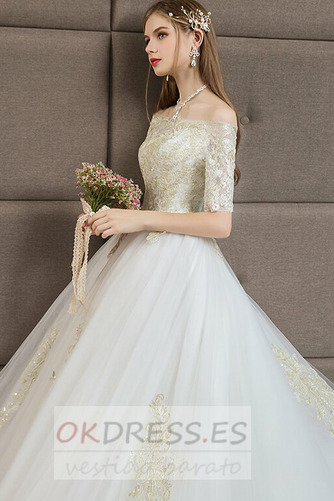 Vestido de novia Sala Capa de encaje Natural Corte-A largo Pera 3
