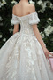 Vestido de novia Sala Cola Real Natural Formal Apliques Escote con Hombros caídos - Página 6