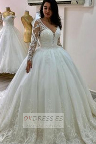 Vestido de novia Sala Corte princesa Espalda Descubierta Escote en V 1