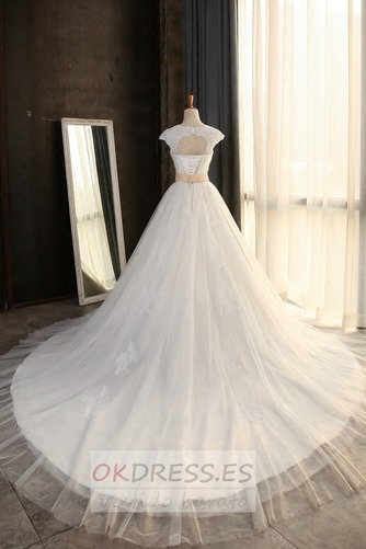 Vestido de novia Sala Natural Cordón Corte-A Drapeado Elegante 5