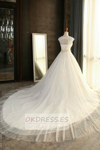 Vestido de novia Sala Natural Cordón Corte-A Drapeado Elegante 4