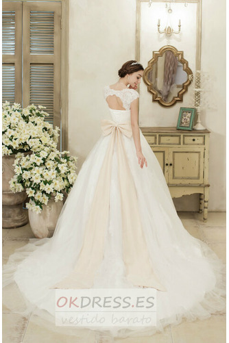 Vestido de novia Sala Natural Cordón Corte-A Drapeado Elegante 2