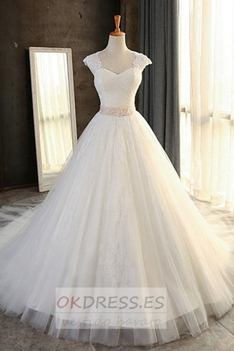 Vestido de novia Sala Natural Cordón Corte-A Drapeado Elegante 3