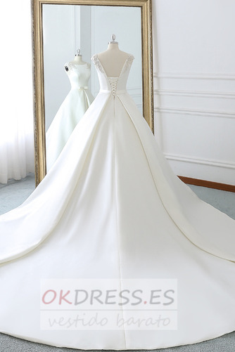 Vestido de novia Satén Elegante Natural Triángulo Invertido Hasta el suelo 3