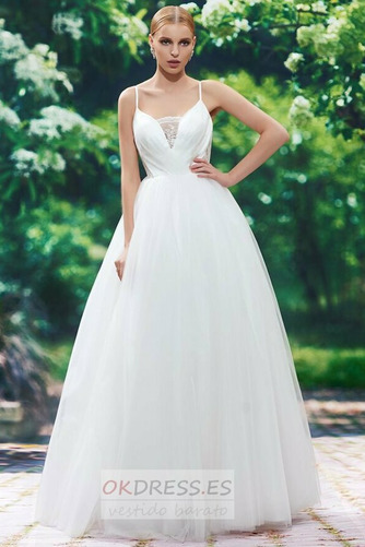 Vestido de novia Sencillo Corte-A Hasta el suelo Escote de Tirantes Espaguetis 1